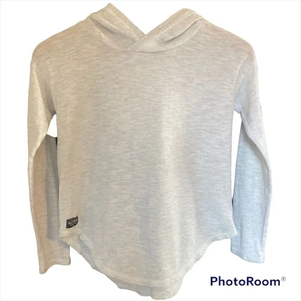 Polo Ralph Lauren heathered gray long sleeve hooded light weight cotton top